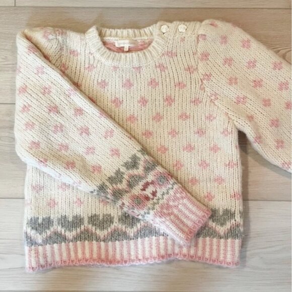 LoveShackFancy Sweaters - LoveShackFancy Sweater Womens Large Rosie Pullover Milky Clouds Alpaca Wool